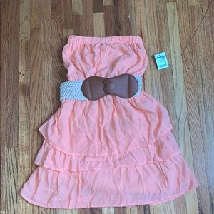 New coral strapless dress